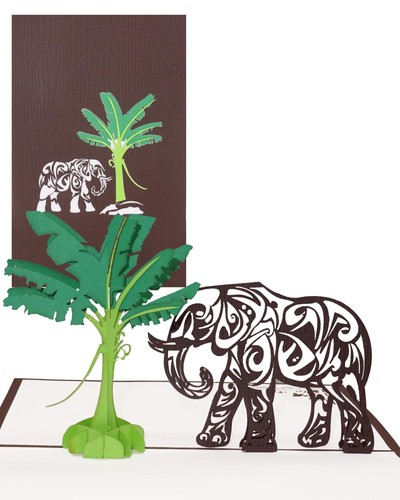 Biglietto pop con elefante - con,
