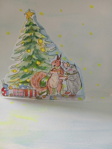 Acquerello pop card albero - acquerello,