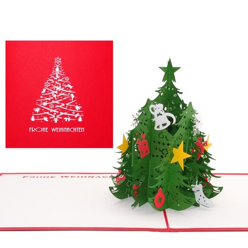 Biglietto natale abete - natale, 3d