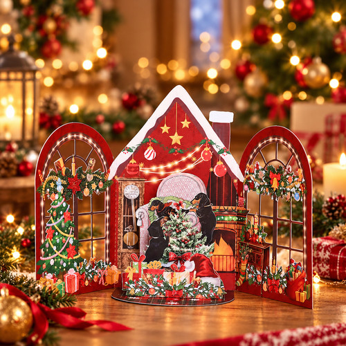 Biglietto natale bassotto - natale,
